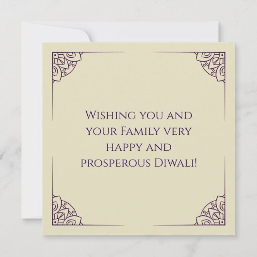 Paars en gouden ornament Happy Diwali Kaart (Achterkant)