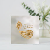 Paars en gouden ornament Happy Diwali Kaart (Staand voorkant)