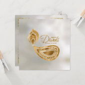 Paars en gouden ornament Happy Diwali Kaart (Voorkant / Achterkant in situ)