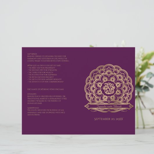 Paars - en gouden - programma Hindu Wedding (Staand voorkant)