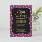Paars en gouden Stippen Ladybugs-Baby shower Kaart (Staand voorkant)