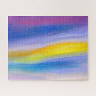 Paars en Gouden Straal Abstracte Kunst Schilderij Legpuzzel