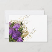 Paars en gouden vintage chic huwelijksreceptie kaart (Achterkant)