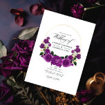 Paars en gouden Vintage Floral Wedding Foto Kaart<br><div class="desc">Paarse en gouden roos trouwuitnodigingskaarten die zijn ontworpen om snel en gemakkelijk aan uw evenementspecificaties te worden aangepast. Ideaal voor een bepaald thema of een tuinbruiloft. De foto op het achterste is facultatief. Als u eerder het zou verwijderen, scrol neer aan de bodem van "deze sjabloon"aanpast en op "uitgeeft Gebruikend...</div>