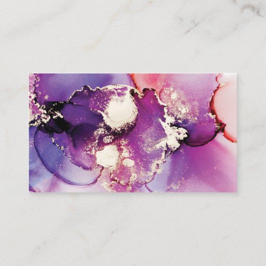 Paars en gouden waterverf visitekaartje (Achterkant)