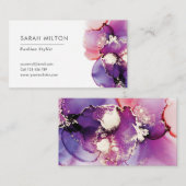 Paars en gouden waterverf visitekaartje (Voorkant / Achterkant)