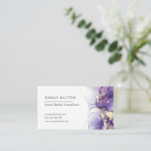 Paars en gouden waterverf visitekaartje (Staand voorkant)