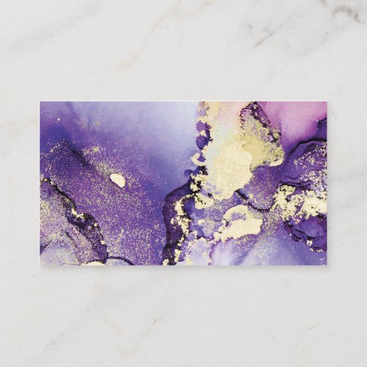Paars en gouden waterverf visitekaartje (Achterkant)