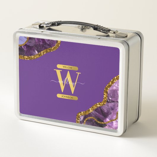 Paars en goudgetijden Glitter Monogram (Achterkant)