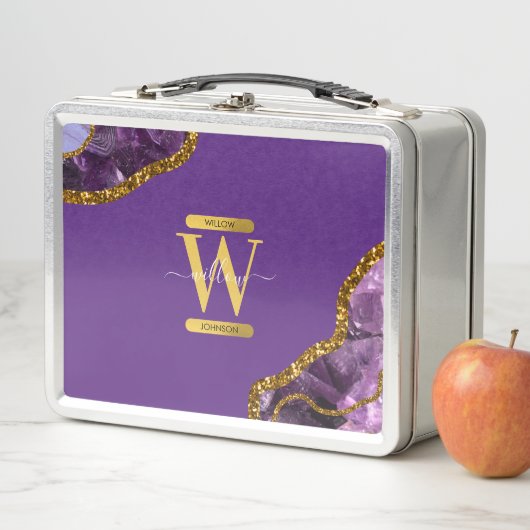 Paars en goudgetijden Glitter Monogram (In situ)