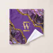 Paars en goudgetijden Glitter Monogram Bad Handdoek (Wasdoekje)