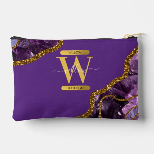 Paars en goudgetijden Glitter Monogram Etui (Achterkant)