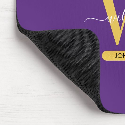 Paars en goudgetijden Glitter Monogram Muismat (Hoek)