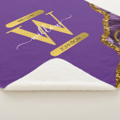 Paars en goudgetijden Glitter Monogram Sherpa Deken (3/4)