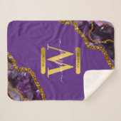 Paars en goudgetijden Glitter Monogram Sherpa Deken (Voorkant (horizontaal))