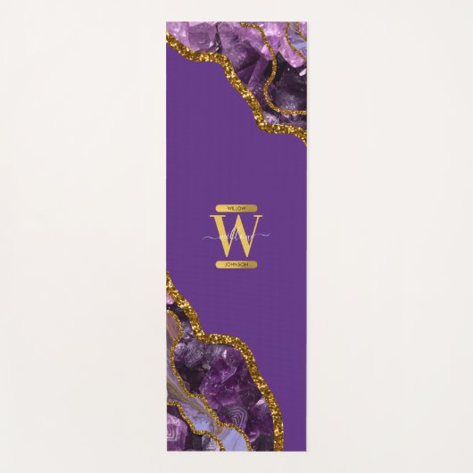 Paars en goudgetijden Glitter Monogram Yogamat (Voorkant)
