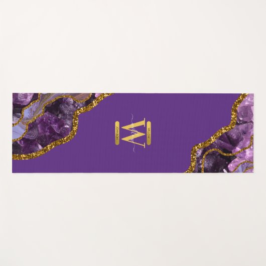 Paars en goudgetijden Glitter Monogram Yogamat (Voorkant (horizontaal))
