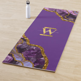 Paars en goudgetijden Glitter Monogram Yogamat
