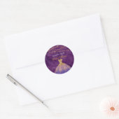Paars en goudglitter elegant Vrijgezellenfeest Ronde Sticker (Envelop)