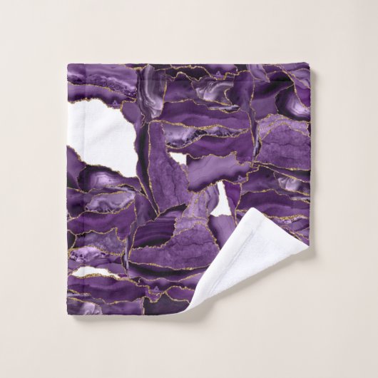 Paars en goudglitteraglaat bad handdoek (Wasdoekje)