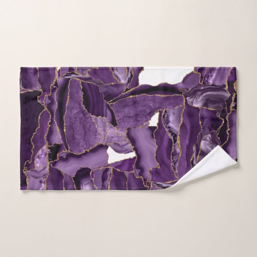Paars en goudglitteraglaat bad handdoek (Handdoek)