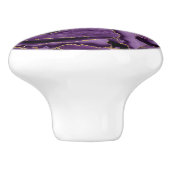 Paars en goudglitteraglaat keramische knop (Zijkant)