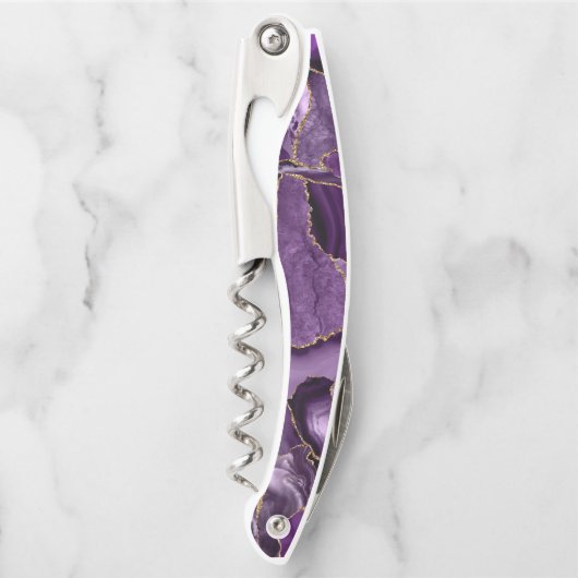 Paars en goudglitteraglaat kurkentrekker (Voorkant)