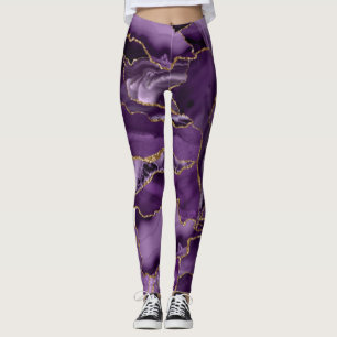 Paars en goudglitteraglaat leggings