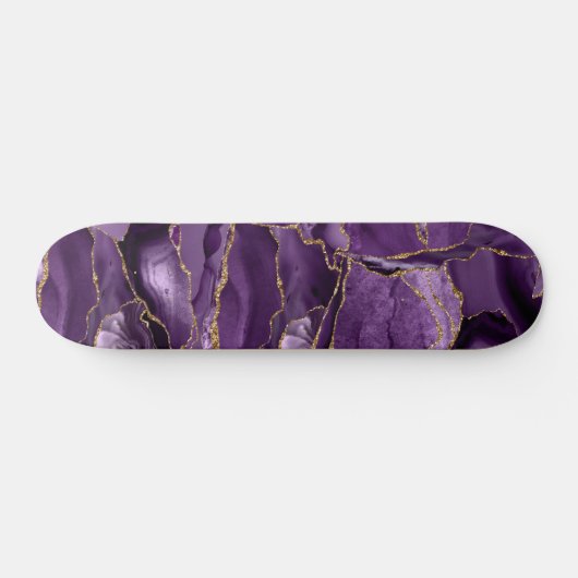 Paars en goudglitteraglaat persoonlijk skateboard (Horizontaal)