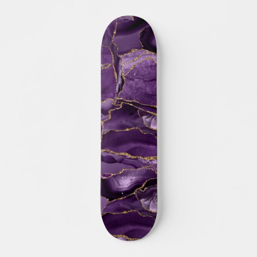 Paars en goudglitteraglaat persoonlijk skateboard (Voorkant)
