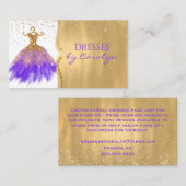 Paars en goudglitterig Visitekaartje met naaddruk (Voorkant / Achterkant)