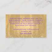 Paars en goudglitterig Visitekaartje met naaddruk (Achterkant)