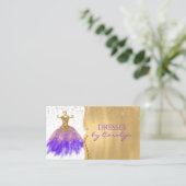 Paars en goudglitterig Visitekaartje met naaddruk (Staand voorkant)