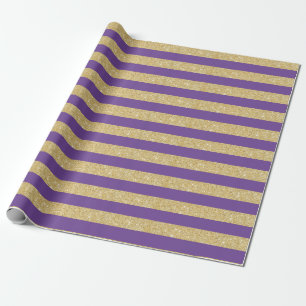 Paars en goudglitterstrips voor het verpakken van  cadeaupapier