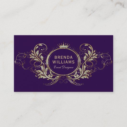 Paars en goudhoudend Lijst Visitekaartje (Voorkant)