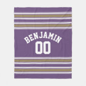 Paars- en goudJersey Stripes Fleece Deken (Voorkant)