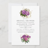 Paars en goudkleurig  Chic Floral Vrijgezellenfees Kaart (Voorkant)