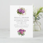 Paars en goudkleurig  Chic Floral Vrijgezellenfees Kaart (Staand voorkant)