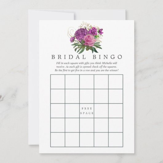 Paars en goudkleurig Chic Floral Vrijgezellenfees Kaart (Voorkant)