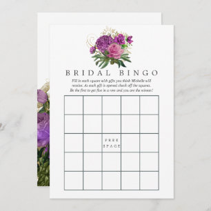 Paars en goudkleurig Chic Floral Vrijgezellenfees Kaart