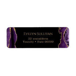 Paars en goudmakerij: etiket van het retouradres