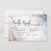 Paars en goudmarmer RSVP-Kaart RSVP Kaartje (Voorkant)