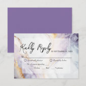Paars en goudmarmer RSVP-Kaart RSVP Kaartje (Voorkant / Achterkant)
