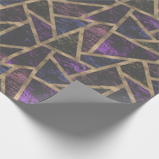 Paars en goudmozaïekpatroon cadeaupapier (Hoek)