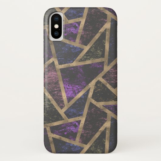 Paars en goudmozaïekpatroon Case-Mate iPhone case (Achterkant)