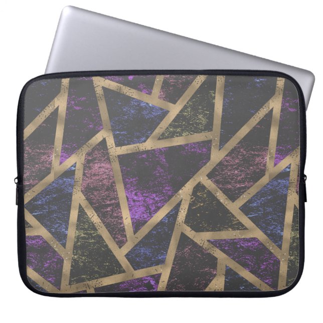 Paars en goudmozaïekpatroon laptop sleeve (Voorkant)