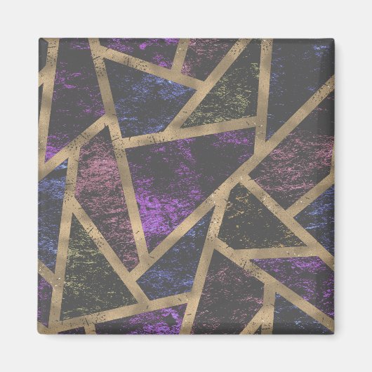 Paars en goudmozaïekpatroon magneet (Voorkant)