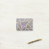 Paars en goudmozaïekpatroon post-it® notes (Op bureau)