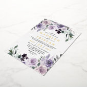 Paars en goudpuin Roos Folie Uitnodiging (Gedraaid)