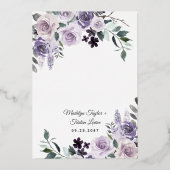 Paars en goudpuin Roos Folie Uitnodiging (Achterkant)